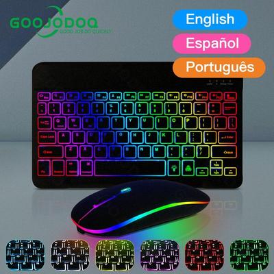 Teclado retroiluminado de 10 pulgadas para iPad, teclado y ratón retroiluminado con Bluetooth para IOS, Android, Windows, teclado inalámbrico y ratón XYZ
