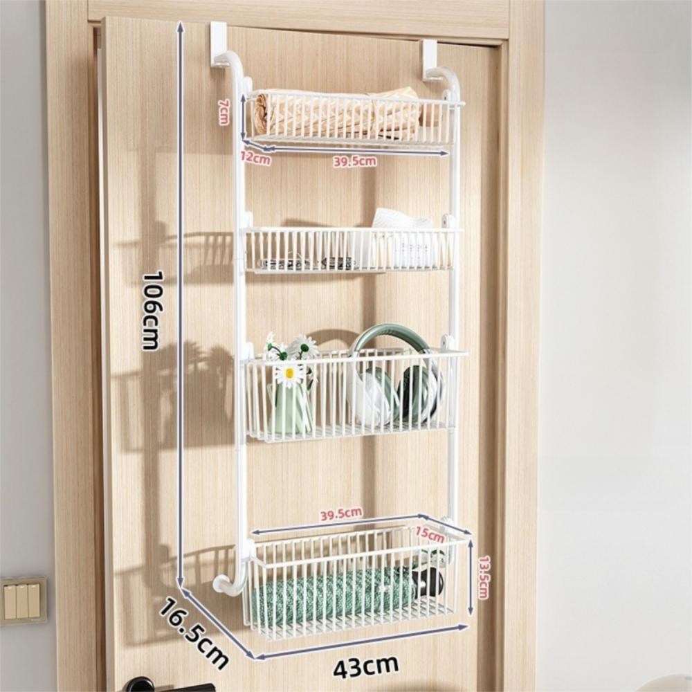 4 Layers Over Door Storage Rack Hanging Storage Basket New Rear Door Hook Shelf  Wardrobe Storage
