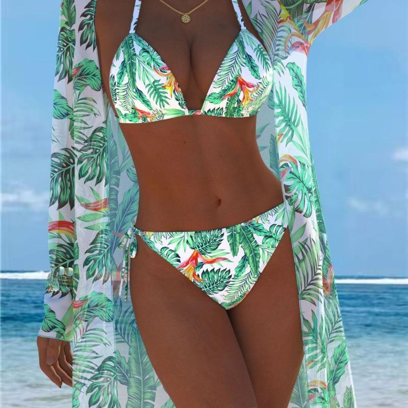 2026 Three-piece Swimsuit with Sunscreen Cover, Trendy Beach Swimsuit Three-piece Set