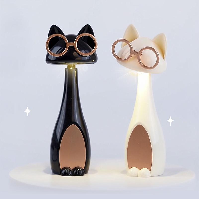 LED Night Light Cartoon Cute Pet Cat USB Charging LED Night Light Room Bedroom Bedside Sleep Light Dormitory Decorative As Gift