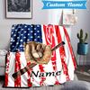 Custom Name Baseball Glove Bat Blanket Lightweight Ideal Bedding Blanket Perfect for Travel, Camping, Living Rooms, Sofas, Christmas Gift
