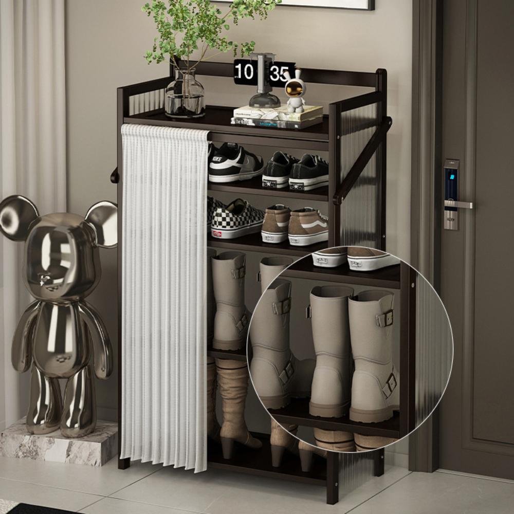 

Многослойный шкаф для обуви, складная простая стойка с боковым крючком, полка для хранения, Phyllostachys Pubescens, многослойные складные полки для обуви