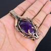 Amethyst Pendant Gemstone Jewelry,  999 Copper Wire Wrapped Pendant, Gift For Women Handmade Pendant