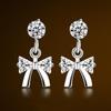 Elegant Bowknot Zircon Stud Earrings - Silver Crystal Jewelry for a Youthful Look
