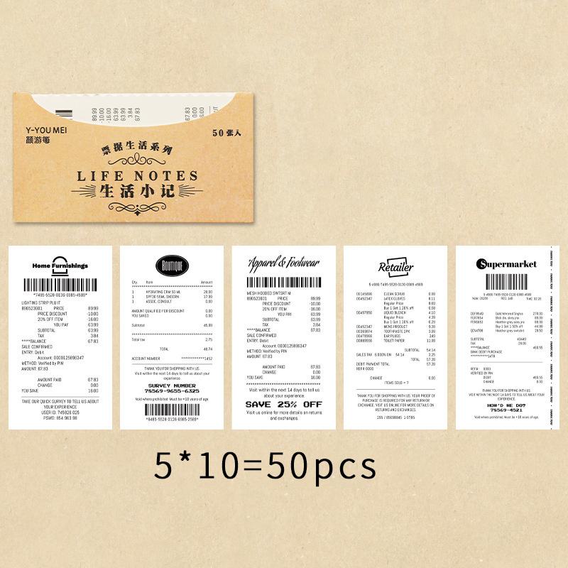 

50 pcs Vintage old Bill Style material paper Bill Life series hand tent DIY decorative foundation paper for Scrapbooking Diary A