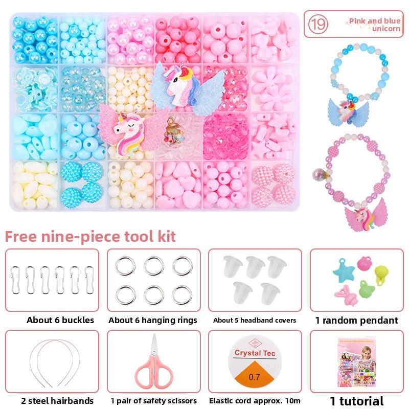 Children Bead Crafting Set Colorful Plastic Materials Handmade Accessories Gift