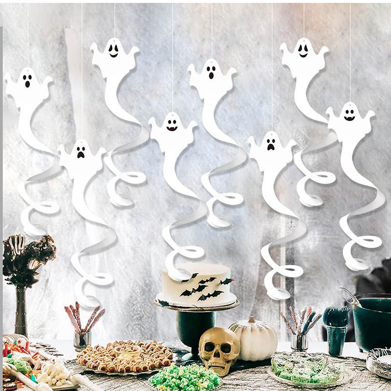 8 STK Halloween Hengende Ornament Spøkelsesform Tak Hengende Banner Anheng Skremmende dekor DIY Halloween festdekorasjoner