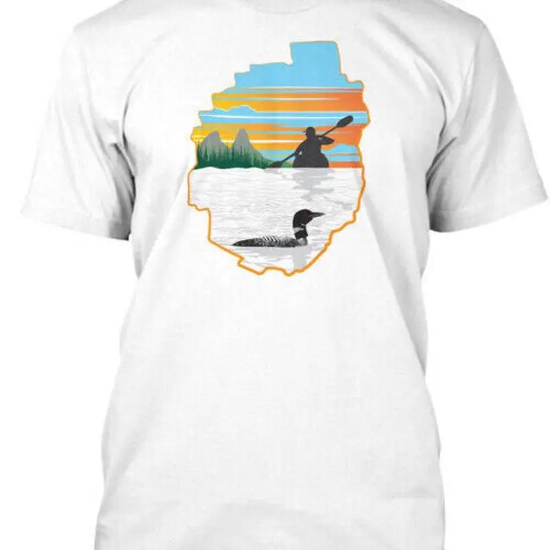 

Paddling In Adirondacks With Loon Premium T-Shirt Made in USA Size S to 5XL S разноцветный
