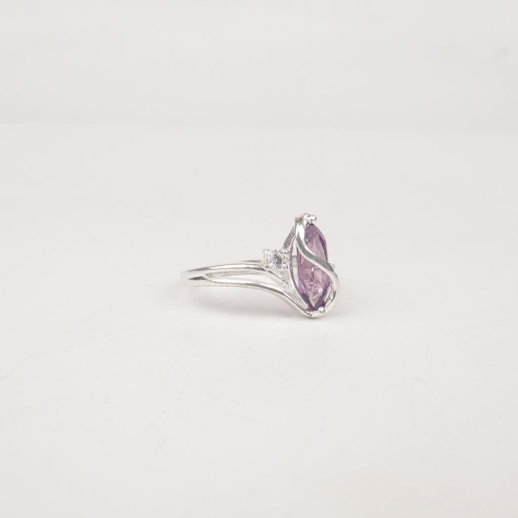 Natural Amethyst Gemstone 925 Sterling Silver Jewelry Zircon Engagement Ring CZR-8-10