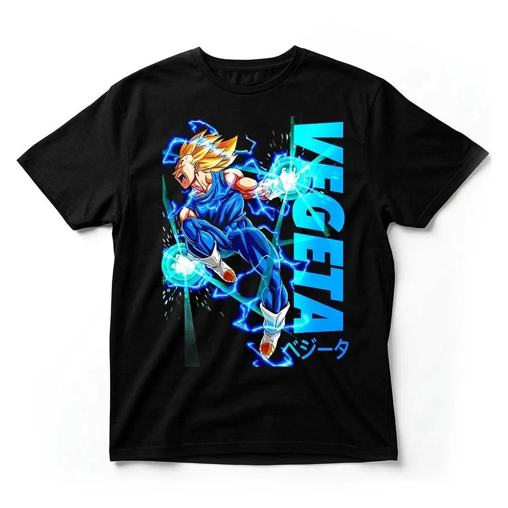 Dragon Ball Z Vegeta Super Saiyan Blue Lightning TShirt Anime Graphic Tee Black S