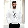 Men's Casual Round-Neck Sweatshirt With Line Drawing Of Tennis Player.