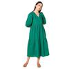High Star Women's Cotton Pleated Maxi Dresses (HSWDRS23005_GN_Green_L)