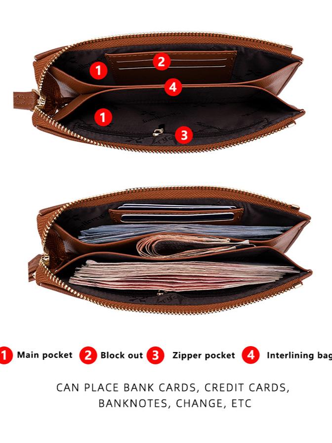 Baellerry Women's Cell Phone Bag Multi-card Slot Long Purse Zipper Coin Purse Fashion Pu Leather Wallet with Lanyard
