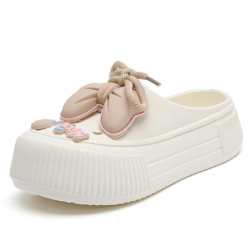 Merk sommer tråkker i dritt jente søte hullsko kvinner kan bruke supertykke kule tøfler om sommeren