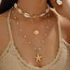 Layered Boho Shell Choker Necklace Gold Silver Starfish Cowrie Pendant Hypoallergenic Beaded Beach Summer Jewelry Gift for Women