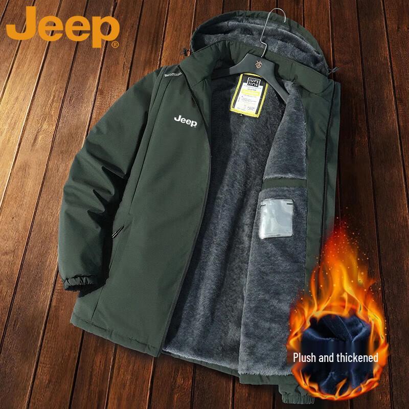 JEEP Men's Autumn/Winter Fleece-Lined Padded Jacket