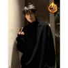 Men's Autumn/Winter Heavyweight Velvet Hoodie with Half-High Collar, Solid Color, American Style, Versatile and Casual.