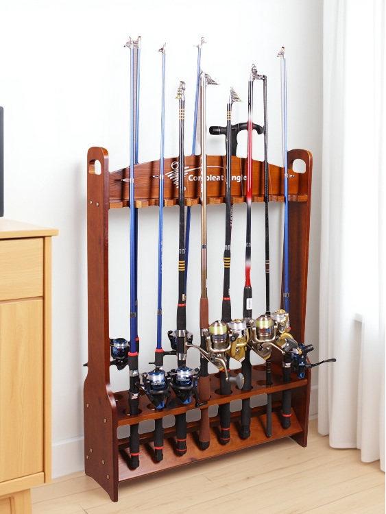 American Style Solid Wood Fishing Rod Display Rack - Thickened Sea & Taiwan Fishing Rod Holder
