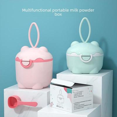 Portable Baby Milk Powder Travel Storage Box with Moisture-Proof Sealed Compartments for Complementary Food and Rice Powder.