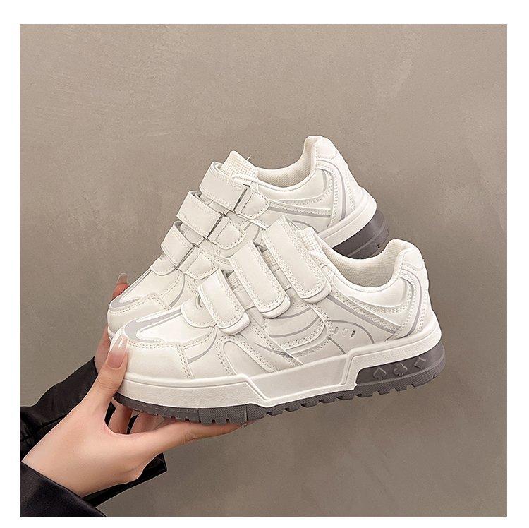 Retro Versatile White Platform Forrest Gump Sneakers Women's 2024 New Autumn Lightweight Height Increase Casual Velcro Shoes