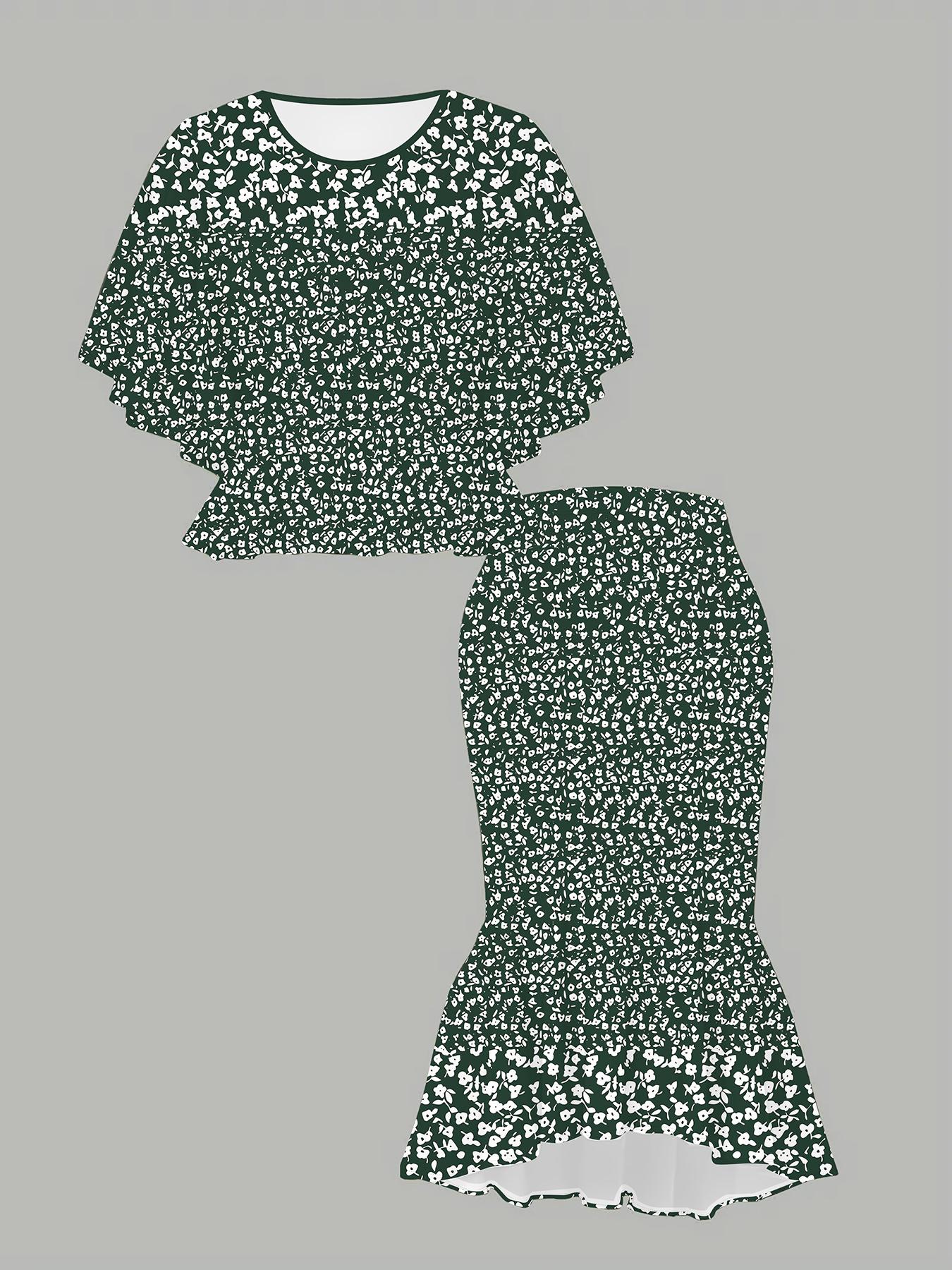 

Классический тотемный женский принт, напечатанный на 3D-принтере, Модный большого размера, Элегантный, Универсальный для всех сезонов. Футболка, Юбка и Комплект 6XL зелёный
