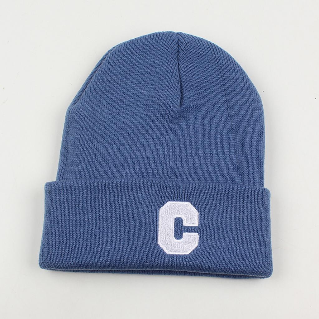 Men Women Winter Knitted Beanie Hat Letter Embroidery Stretchy Skull Cap Casual Warm Cuffed Watch Hat