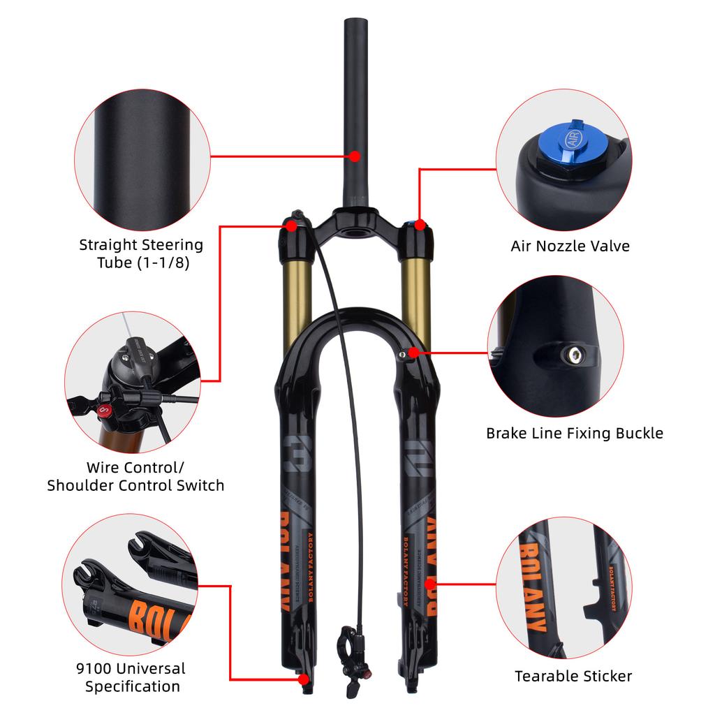 Professional Air Pressure Front Fork Made of Aluminum Magnesium Alloy for 29 Inch Bikes with Shoulder Control Wire Control Lock