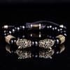 New Trend Double Leopard Head Handmade Tiger's-eye Bracelets  Accessories Handmade Men's Jewelry Pulseras Homme