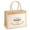 Beach Bag - PLANETEE - Jute with 'Top Biologist' Pocket - Natural Cotton - Printed In France - 43x33 Cm