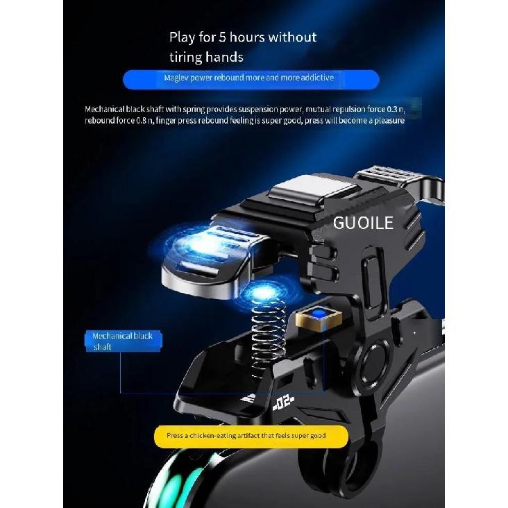 GT02 Mobile Phone Game Trigger Gamepad Joystick 6-Finger Aim Shooting L1 R1 Key Button Game Fingertips For PUBG Game Controller 5