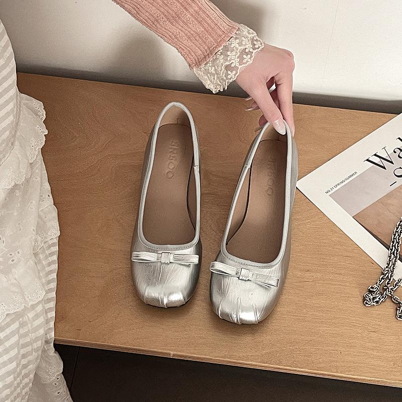 French Retro Ballet Single Shoes Women's Spring and Summer New Flat Mary Jane Shoes Versatile Skirt One Pedal Beanie Shoes