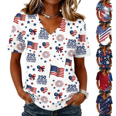 Shirts For Women Trendy V Neck T Shirts Casual Printed Blouse Tops For Women