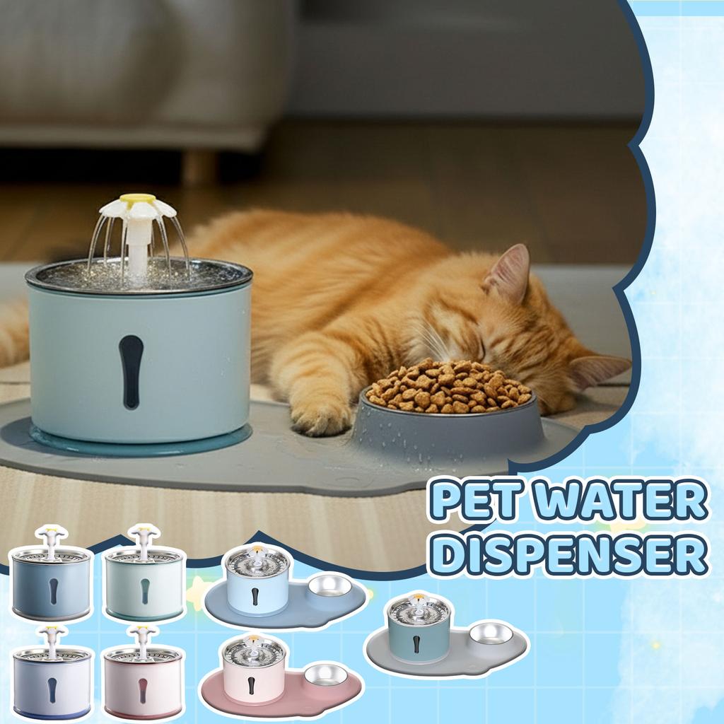 Haustier Smart Spender mit automatischer Zirkulation, Lebendwasser, Trinkwasserreinigung und -filtration, Geräuscharmer Wasserspender und Napfset für Katzen