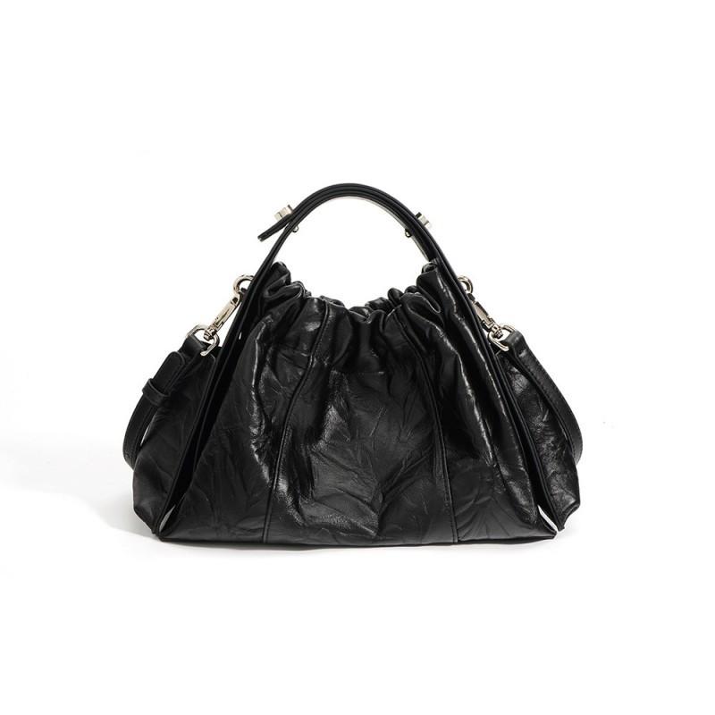 Small Niche Design Hand Grip Pattern Cowhide Handbag Classic Versatile Women's Crossbody Bag Fashionable Retro Shoulder