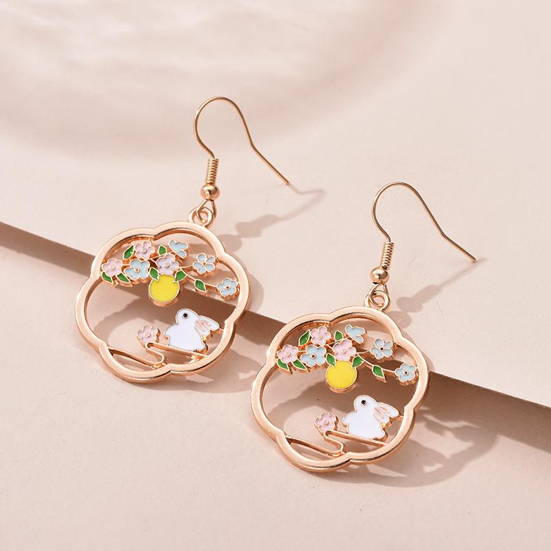 Trendy Cute Animal Drop Dangle Earrings For Women Girls Cat Rabbit Koi Dragon Colorful Enamel Golor Color Earrings Pendientes
