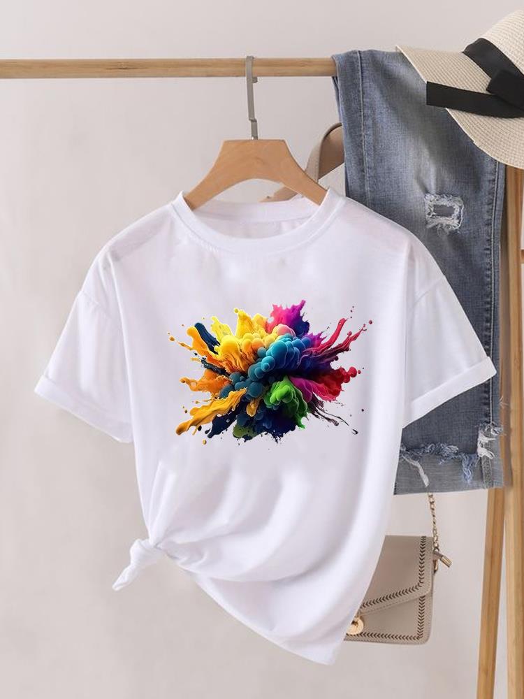 Aquarell Schmetterling Niedlich 90er Kleidung Damen Kurzarm T-Shirt Frauen Print Weiblich Grafik T-Shirts Mode Kleidung Lässiges T-Shirt