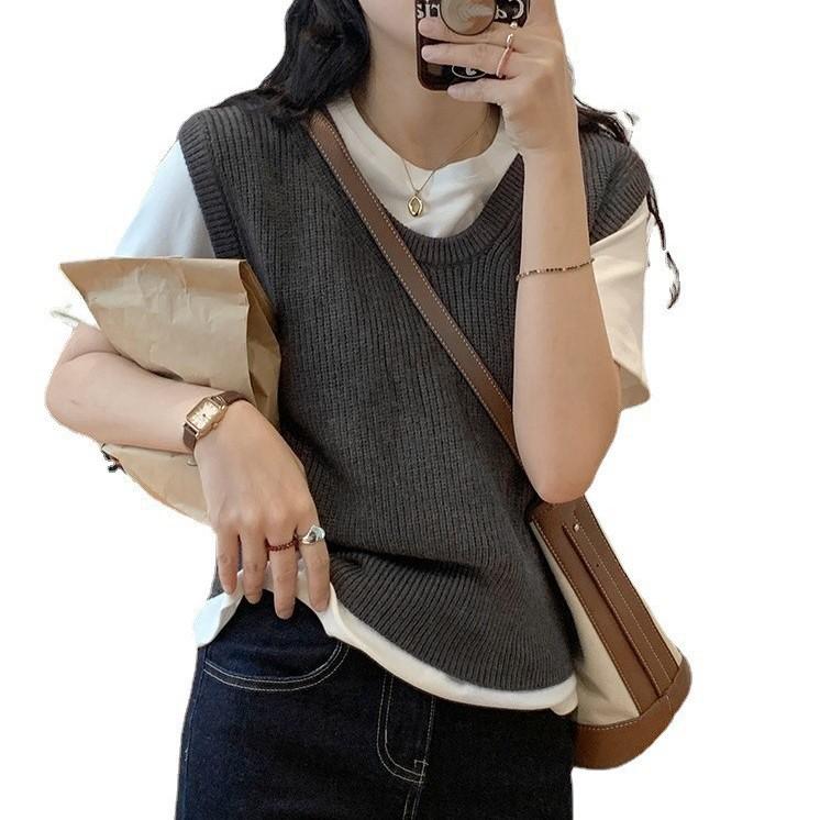 2024 Early Autumn Petite Loose Knit Vest - Versatile Round Neck Tank Top