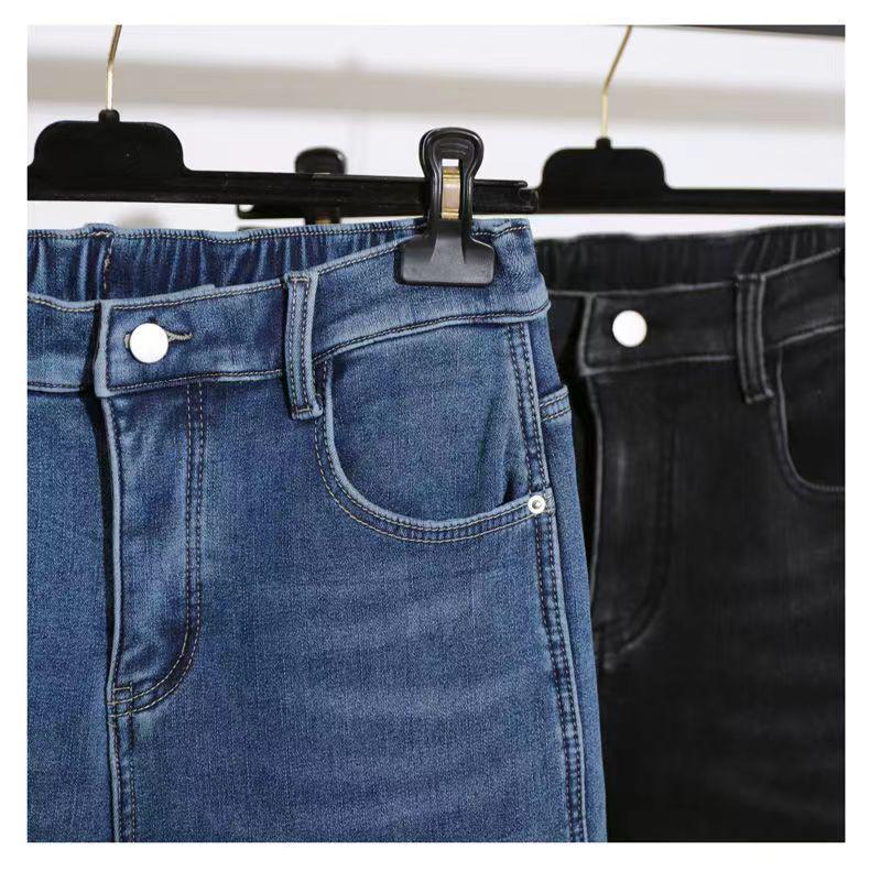 Plus Size Women's Fleece-Lined High Waist Jeans: Slimming, Loose Fit, Wide Hips, Thick Legs, Harem Style.