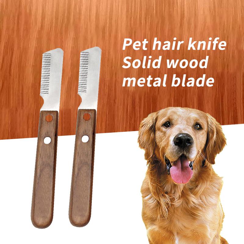 Haustier Entfilzungsbürste Edelstahl Holzgriff Stripping Slicer Haarentferner Tragbar Haustiere Fellpflege Schönheitszubehör