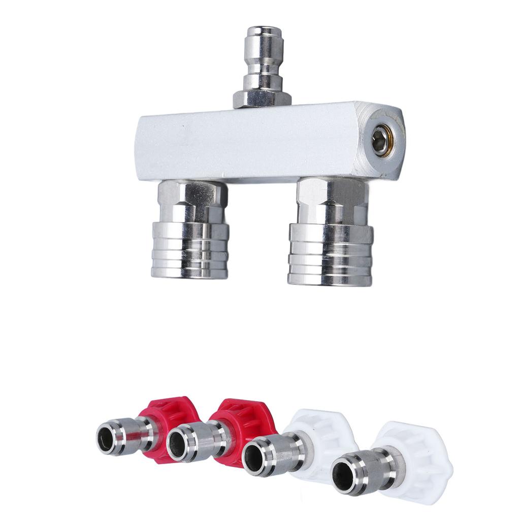 2 in 1 Hochdruckdüsenspitze Edelstahl Doppelreihe 1/4in Schnellanschluss Selbstverriegelnde Düse