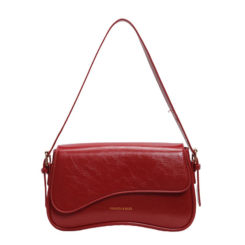 

Універсальна сумка через плече, нова високоякісна сумка під пахвами в іноземному стилі, суцільна кольорова сумочка в стилі Гонконг one size fits all червоний