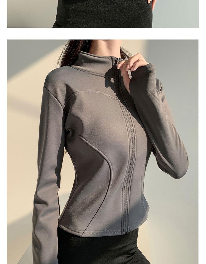 Women's Autumn/Winter Fleece Yoga Jacket - Zipper, Long Sleeve, Slim Fit for Running, Cycling, Fitness