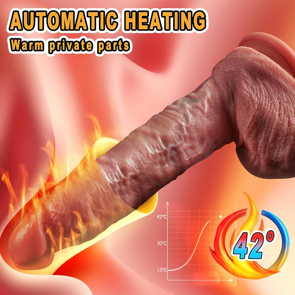 Heated Vibrating Silicone Dildo – 42° Warmth, Strong Suction, Soft Texture, Rechargeable, for G-Spot, Vaginal & Anal Play