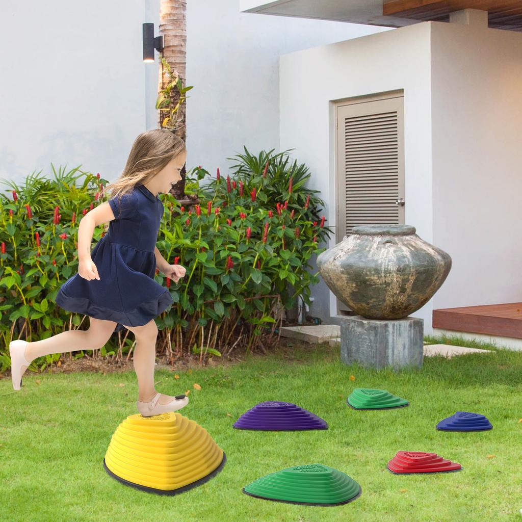 6-Piece Stepping Stones for Kids, Stackable Sensory Toys Outdoor Indoor, Obstacle Course for Balance and Motor Skills