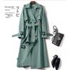 Women's Long Trench Coat Autumn Spring Korean Style Petite British Style Over Knee Dress Coat Jacket