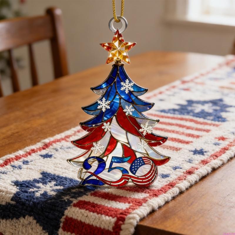 1pc 250th Anniversary Ornament Shatterproof Acrylic Christmas Tree Decoration For Home Holiday Party