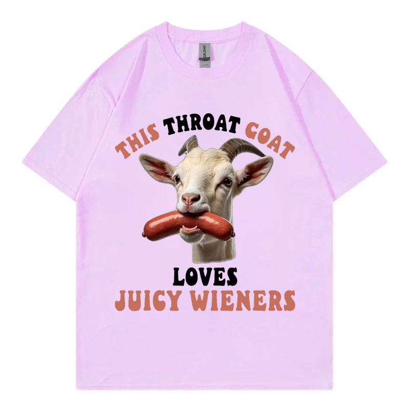 Questa Capra della Gola Ama Salsicce Succose Divertente Meme Maglietta Uomo Donna Moda Streetwear T-shirt Estiva Casual Ampia T-shirt