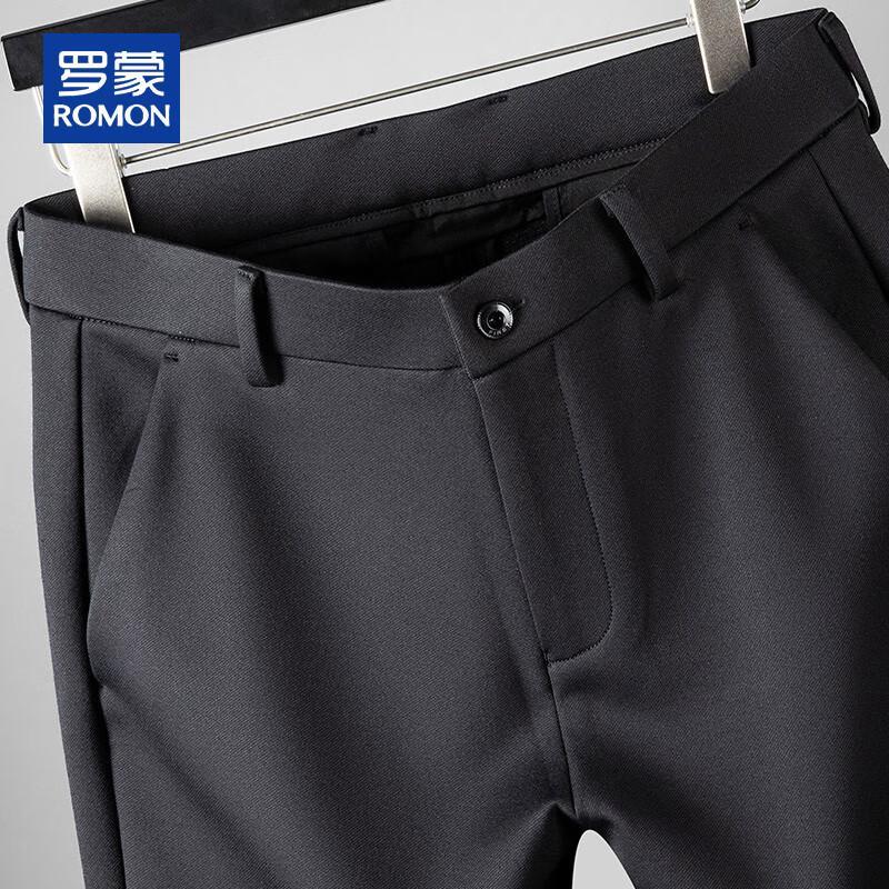 ROMON Men's Straight-Leg Wool Blend Casual Trousers