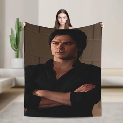 Pătură Ian Somerhalder Pătură Pufoasă Caldă Amuzantă pentru Canapea Scaun Canapea Pat Călătorie Birou Cearșaf de Pat Flanelă Husă de Pat