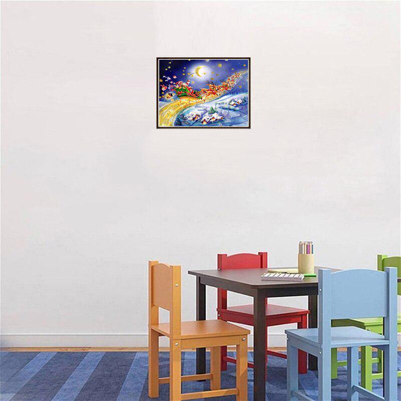 DIY 5D Diamond Painting Santa Claus Cross Stitch Christmas Picture Full Round Diamond Embroidery